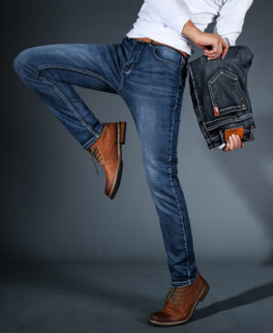 ⁦<h1 class="product_title entry-title">جينز دنيم ضيق للرجال بتمدد، زوج عصري متعدد الاستخدامات بأسلوب كوري مائل للريتر للشباب والمراهقين</h1>⁩ - الصورة ⁦5⁩