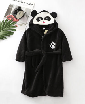 <h1 class="product_title entry-title">Girls Cartoon Hooded Flannel Lace-up Bathrobe</h1> - Image 4