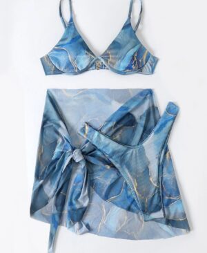 <h1 class="product_title entry-title">Marble Printed Lingerie 3pcs Bikini Swimwear Summer</h1> - Image 7